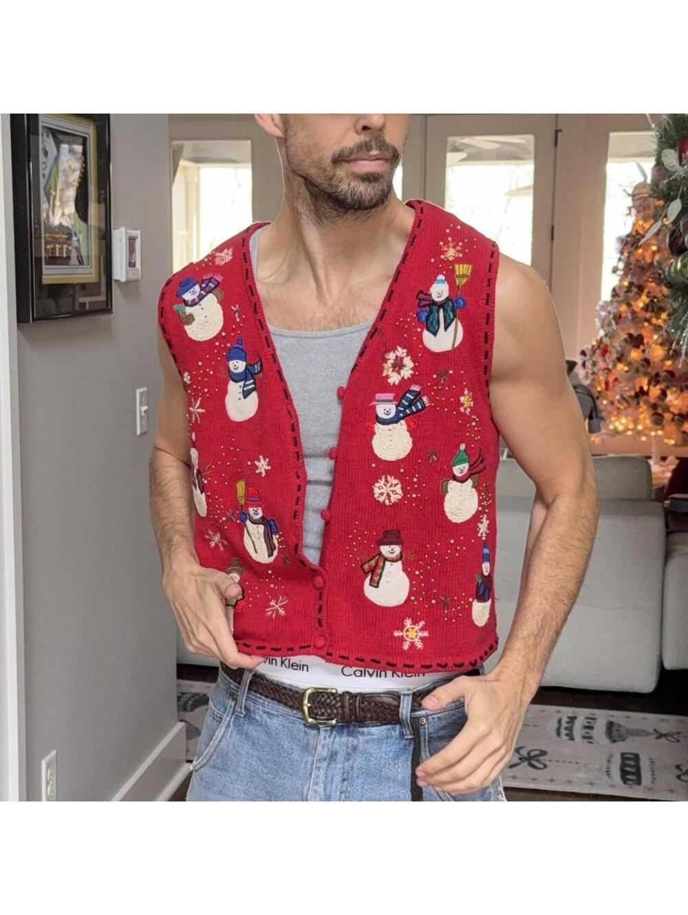 Designer Studio Originals Snowman Sweater Vest S